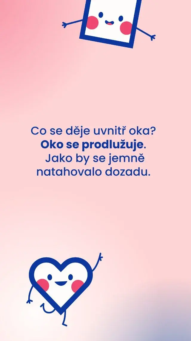 Co se děje uvnitř oka? Oko se prodlužuje.