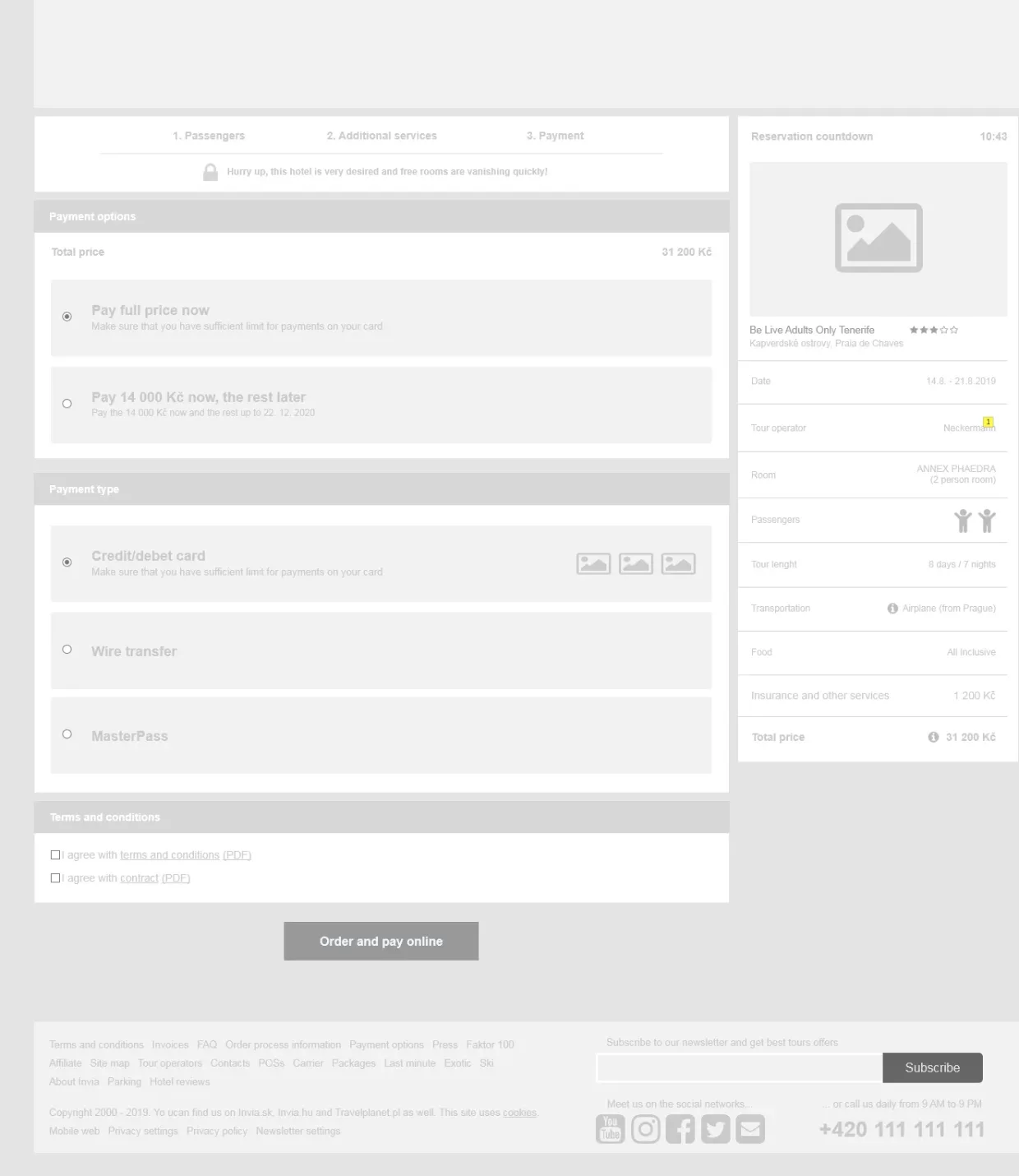 Booking krok 3, wireframe
