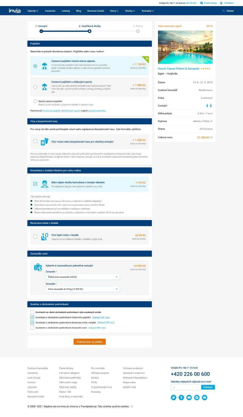 Booking krok 2, UI