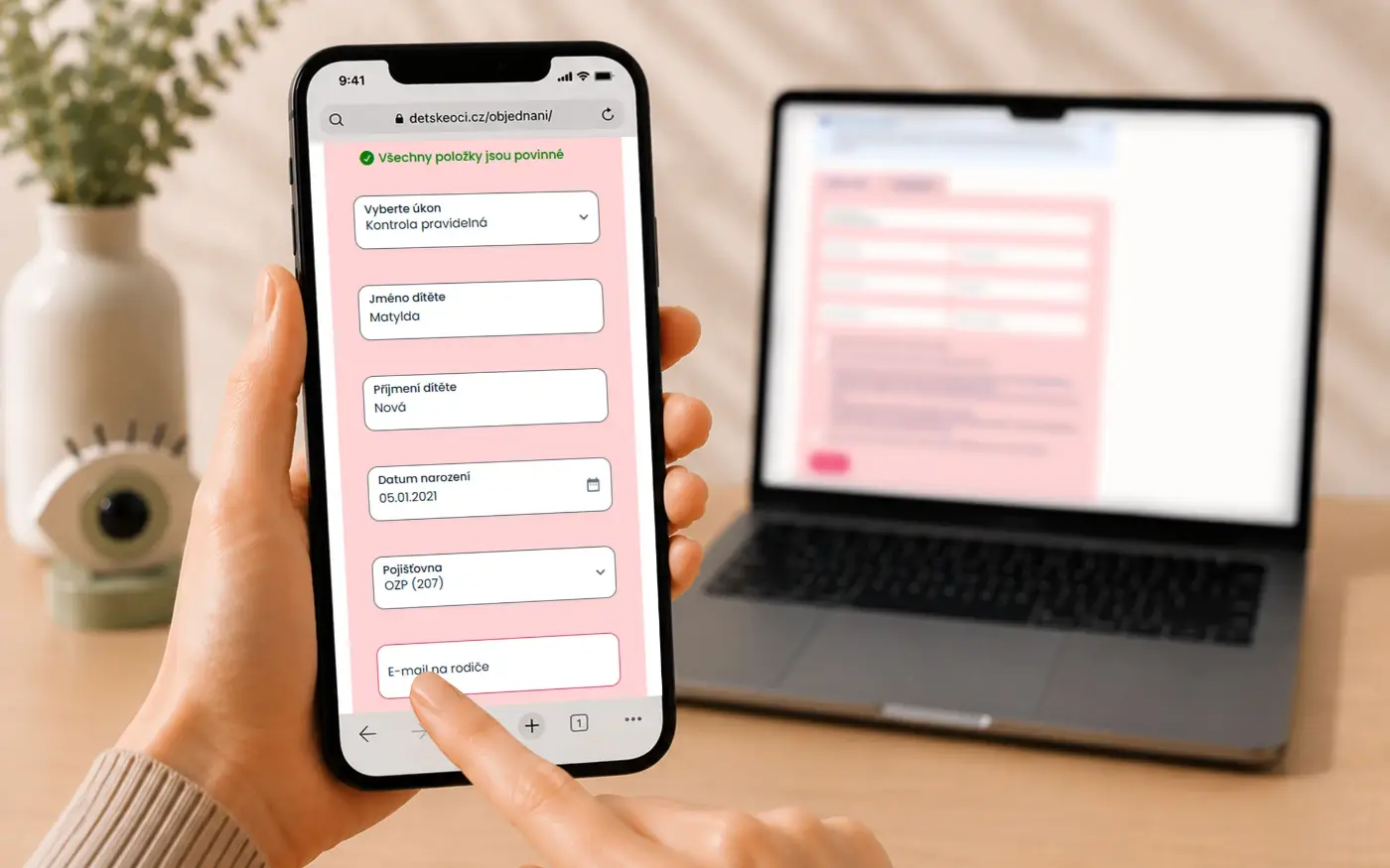 Objednávkový formulář mobilní zobrazení