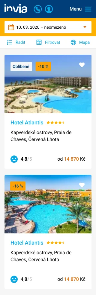Vyhledávání, výsledky na mobilu