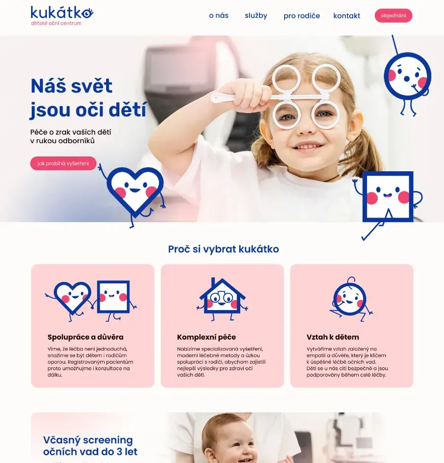 Kukátko homepage na desktopu